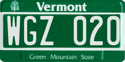 VT license plate WGZ020
