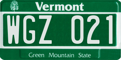 VT license plate WGZ021