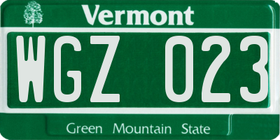 VT license plate WGZ023