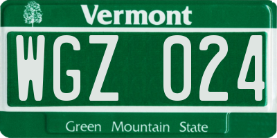 VT license plate WGZ024