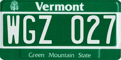 VT license plate WGZ027