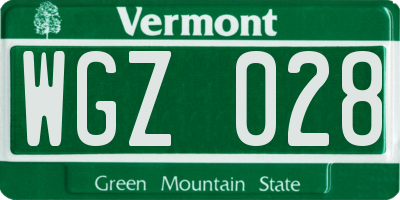 VT license plate WGZ028