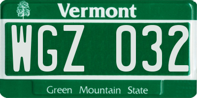 VT license plate WGZ032