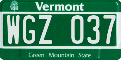 VT license plate WGZ037