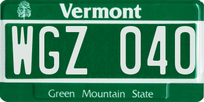 VT license plate WGZ040