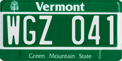 VT license plate WGZ041