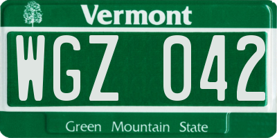 VT license plate WGZ042