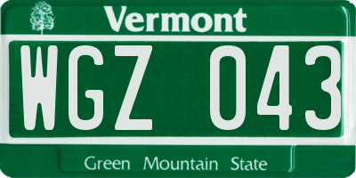 VT license plate WGZ043
