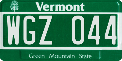 VT license plate WGZ044