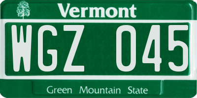 VT license plate WGZ045