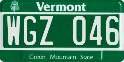 VT license plate WGZ046