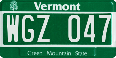 VT license plate WGZ047