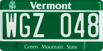 VT license plate WGZ048