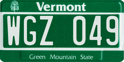 VT license plate WGZ049