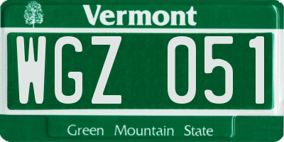 VT license plate WGZ051
