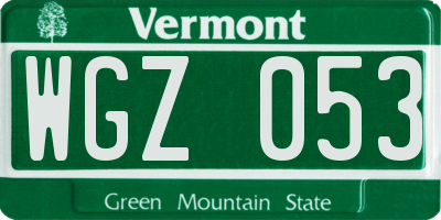 VT license plate WGZ053