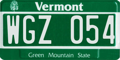 VT license plate WGZ054