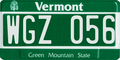 VT license plate WGZ056
