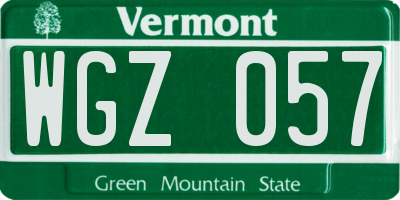 VT license plate WGZ057