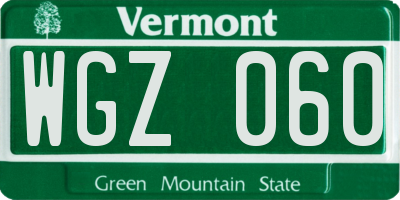VT license plate WGZ060