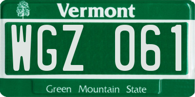 VT license plate WGZ061