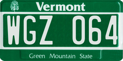 VT license plate WGZ064