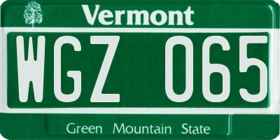 VT license plate WGZ065