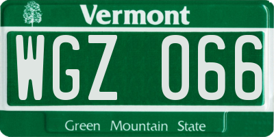 VT license plate WGZ066