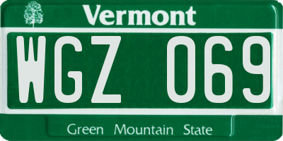 VT license plate WGZ069