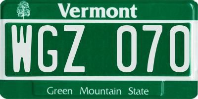 VT license plate WGZ070