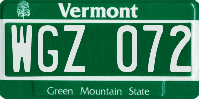 VT license plate WGZ072