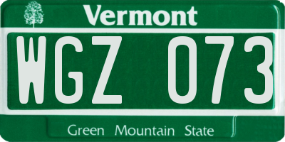 VT license plate WGZ073