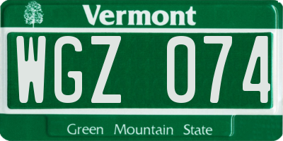 VT license plate WGZ074