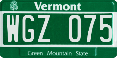 VT license plate WGZ075