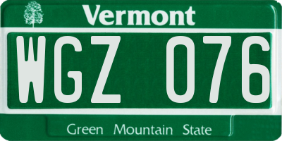 VT license plate WGZ076