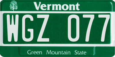 VT license plate WGZ077
