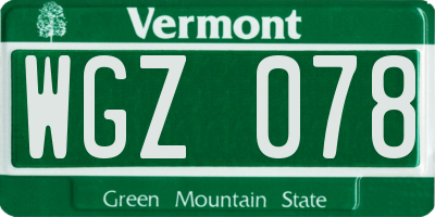VT license plate WGZ078