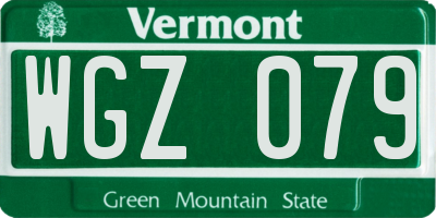 VT license plate WGZ079