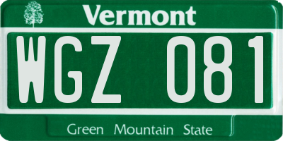 VT license plate WGZ081