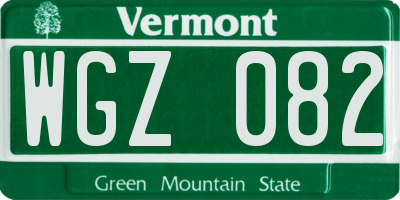 VT license plate WGZ082