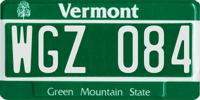 VT license plate WGZ084