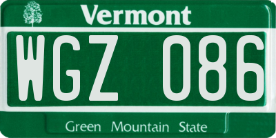 VT license plate WGZ086