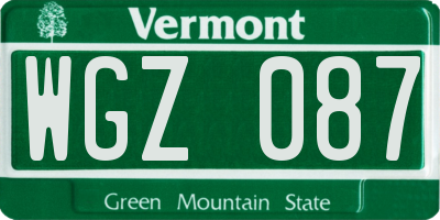 VT license plate WGZ087
