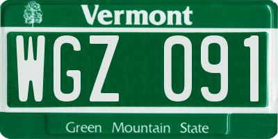 VT license plate WGZ091