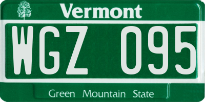 VT license plate WGZ095