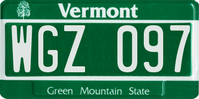 VT license plate WGZ097