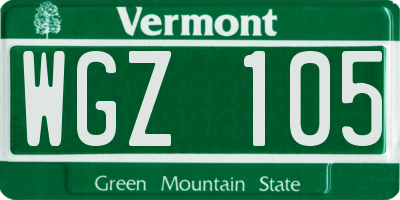 VT license plate WGZ105
