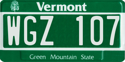 VT license plate WGZ107