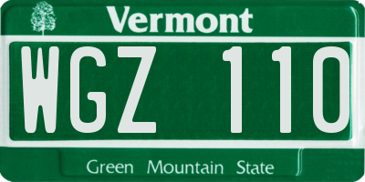 VT license plate WGZ110