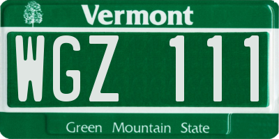 VT license plate WGZ111